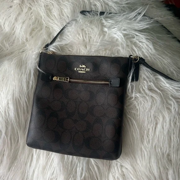 New Never Used Coach Mini Rowan File Crossbody Bag In Signature Canvas - Picture 1 of 12